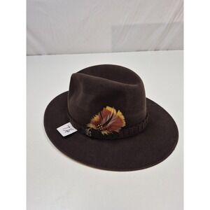 Biltmore Imperial Hat Fedora Fitted Mens 7 1/8 Brown Wide Brim Lined Hudson